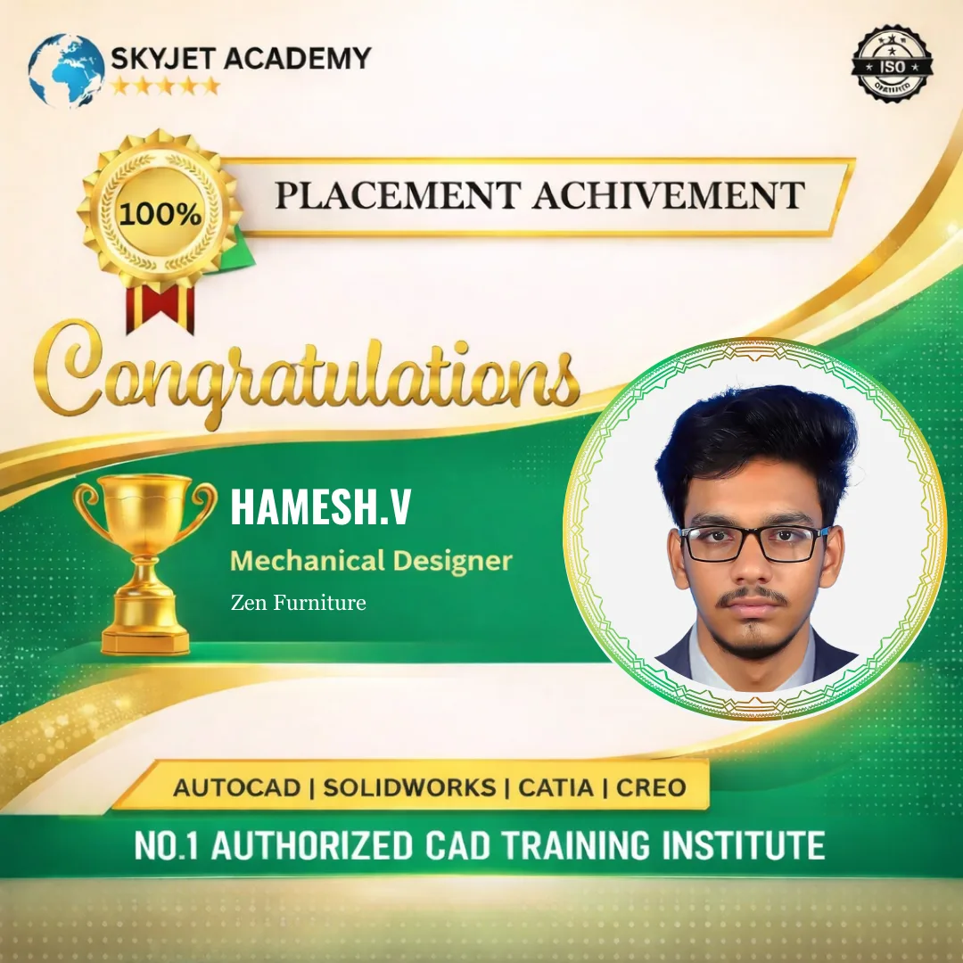 Advanced CAD student placed from Skyjet Academy