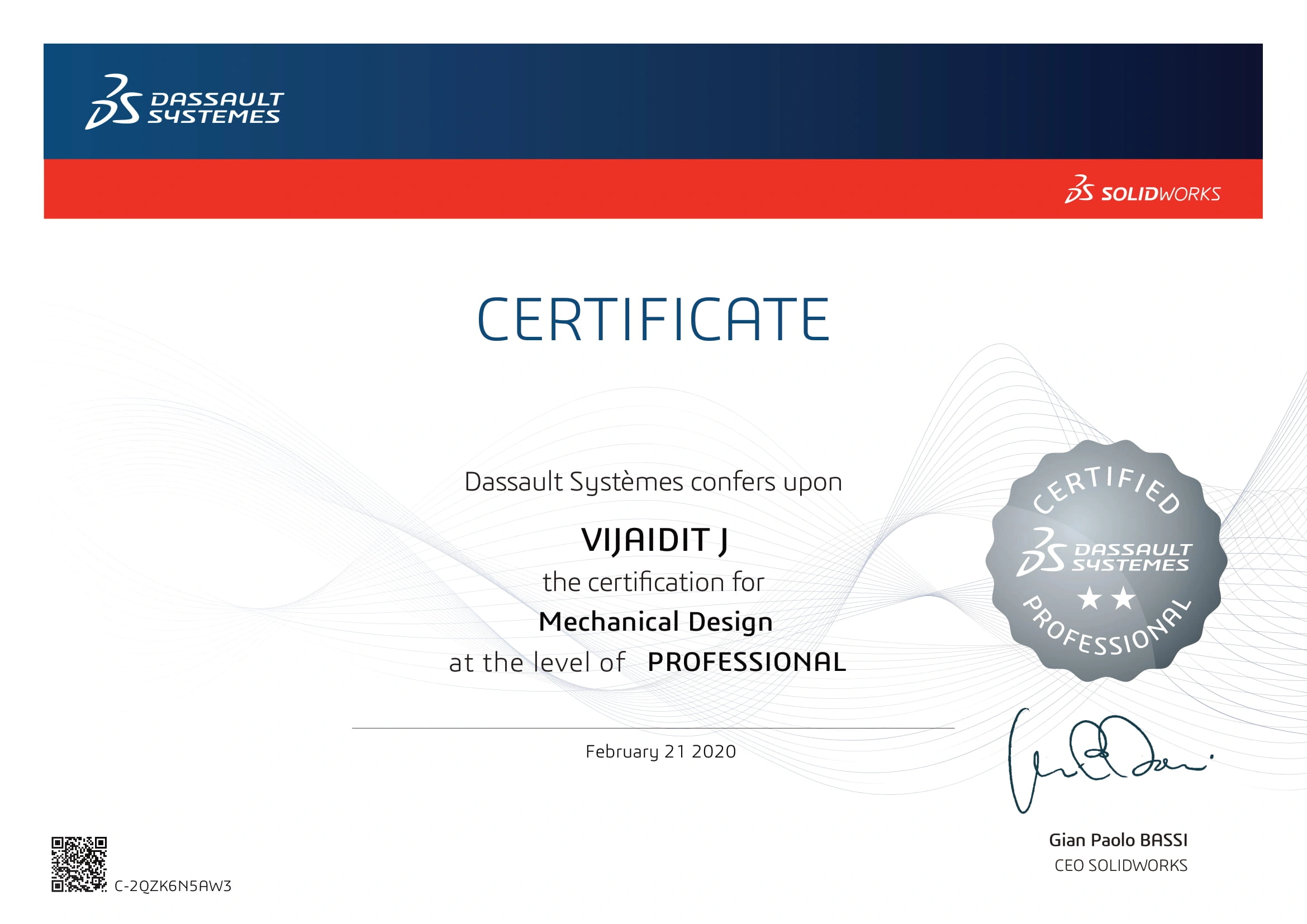CSWP Certificate of Vijaydit — Skyjet Academy Coimbatore
