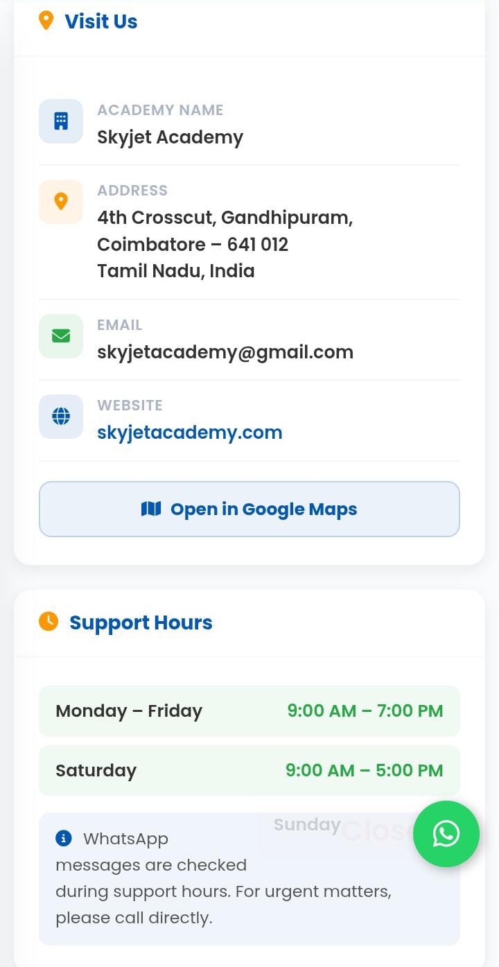Skyjet Academy Student Portal